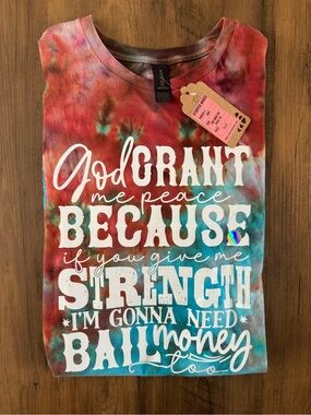 Handmade God Grant Me Peace Graphic Tee NWT Large